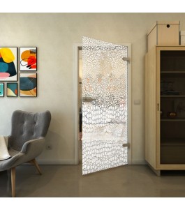 Ganzglastür - Fineprint Model 015 Weiss auf Klarglas