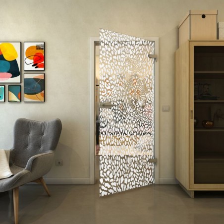 Ganzglastür - Fineprint Model 016 Weiss auf Klarglas