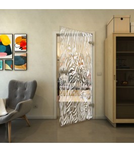 Ganzglastür - Fineprint Model 017 Weiss auf Klarglas