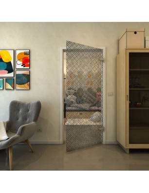 Ganzglastür - Fineprint Model 018 Schwarz auf Klarglas