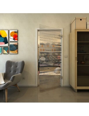 Ganzglastür - Fineprint Model 019 Schwarz auf Klarglas