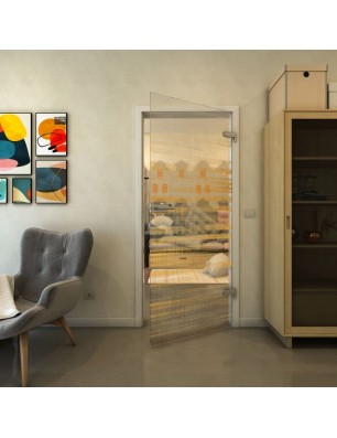 Ganzglastür - Fineprint Model 019 Gold auf Klarglas