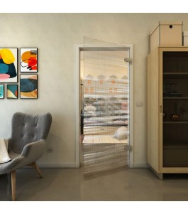 Ganzglastür - Fineprint Model 019 Weiss auf Klarglas