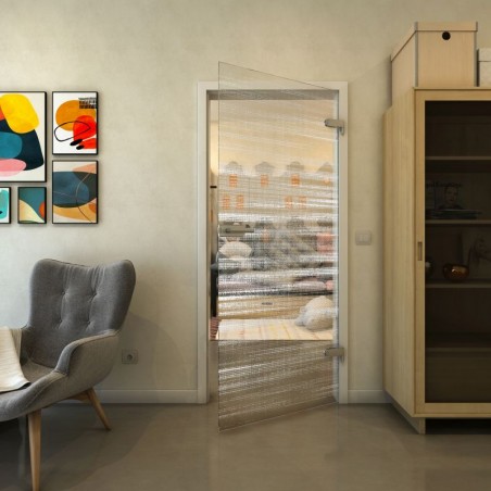 Ganzglastür - Fineprint Model 019 Weiss auf Klarglas