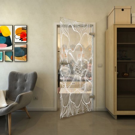 Ganzglastür - Fineprint Model 020 Weiss auf Klarglas