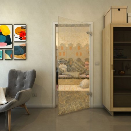 Ganzglastür - Fineprint Model 021 Gold auf Klarglas