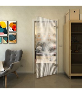 Ganzglastür - Fineprint Model 022 Weiss auf Klarglas