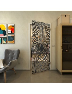 Ganzglastür - Fineprint Model 023 Schwarz auf Klarglas