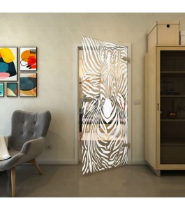 Ganzglastür - Fineprint Model 023 Weiss auf Klarglas