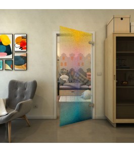 Ganzglastür - Fineprint Model 024 Verlauf auf Klarglas