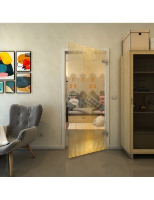 Ganzglastür - Fineprint Model 024 Gold auf Klarglas