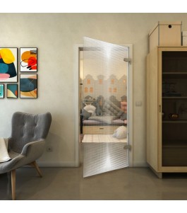 Ganzglastür - Fineprint Model 024 Weiss auf Klarglas