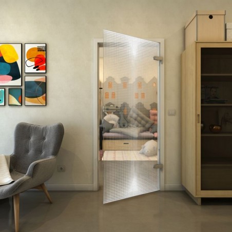 Ganzglastür - Fineprint Model 024 Weiss auf Klarglas