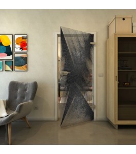 Ganzglastür - Fineprint Model 026 Schwarz auf Klarglas