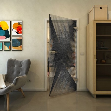 Ganzglastür - Fineprint Model 026 Schwarz auf Klarglas