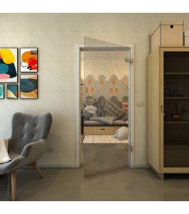 Ganzglastür - Fineprint Model 028 Schwarz auf Klarglas