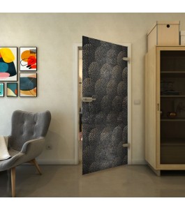 Ganzglastür - Fineprint Model 029 Schwarz auf Klarglas