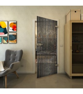 Ganzglastür - Fineprint Model 032 Schwarz auf Klarglas