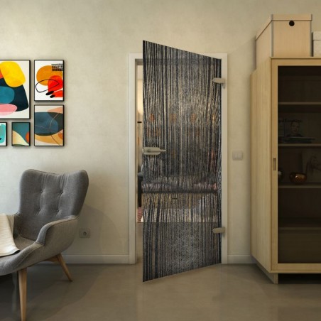 Ganzglastür - Fineprint Model 032 Schwarz auf Klarglas