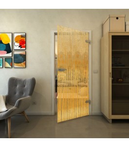 Ganzglastür - Fineprint Model 032 Gold auf Klarglas