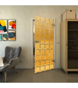 Ganzglastür - Fineprint Model 033 Gold auf Klarglas