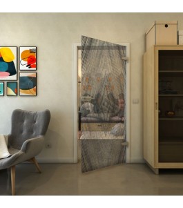 Ganzglastür - Fineprint Model 034 Schwarz auf Klarglas