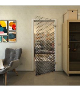 Ganzglastür - Fineprint Model 038 Schwarz auf Klarglas