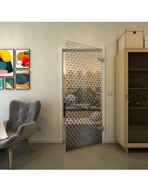 Ganzglastür - Fineprint Model 038 Schwarz auf Klarglas