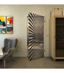 Ganzglastür - Fineprint Model 043 Schwarz auf Klarglas