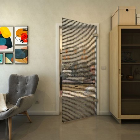 Ganzglastür - Fineprint Model 046 Schwarz auf Klarglas