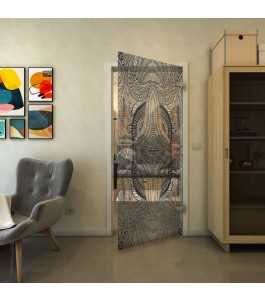 Ganzglastür - Fineprint Model 048 Schwarz auf Klarglas