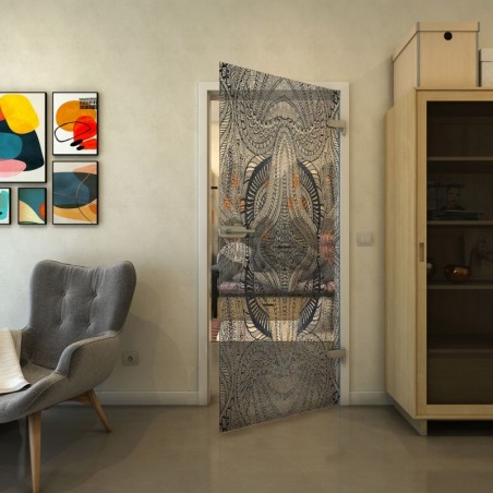 Ganzglastür - Fineprint Model 048 Schwarz auf Klarglas