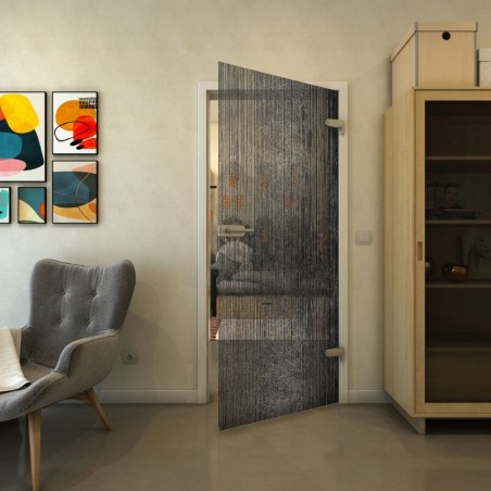 Ganzglastür - Fineprint Model 050 Schwarz auf Klarglas