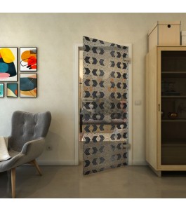 Ganzglastür - Fineprint Model 053 Schwarz auf Klarglas