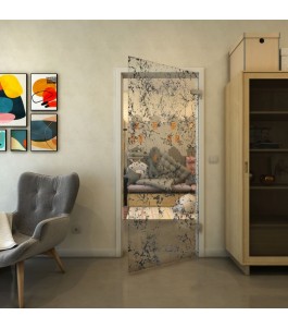 Ganzglastür - Fineprint Model 054 Schwarz auf Klarglas