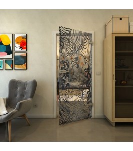 Ganzglastür - Fineprint Model 056 Schwarz auf Klarglas