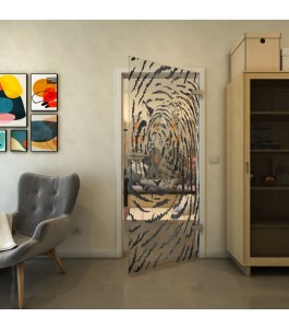 Ganzglastür - Fineprint Model 057 Schwarz auf Klarglas