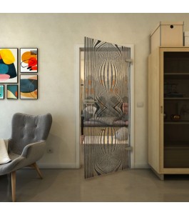 Ganzglastür - Fineprint Model 058 Schwarz auf Klarglas