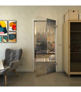 Ganzglastür - Fineprint Model 059 Schwarz auf Klarglas