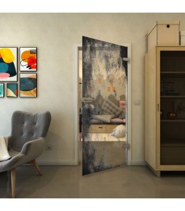 Ganzglastür - Fineprint Model 061 Schwarz auf Klarglas