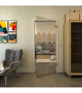 Ganzglastür - Fineprint Model 063 Schwarz auf Klarglas