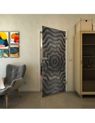 Ganzglastür - Fineprint Model 064 Schwarz auf Klarglas