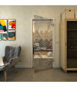 Ganzglastür - Fineprint Model 066 Schwarz auf Klarglas