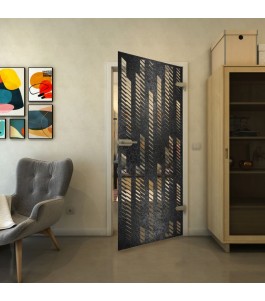 Ganzglastür - Fineprint Model 067 Schwarz auf Klarglas