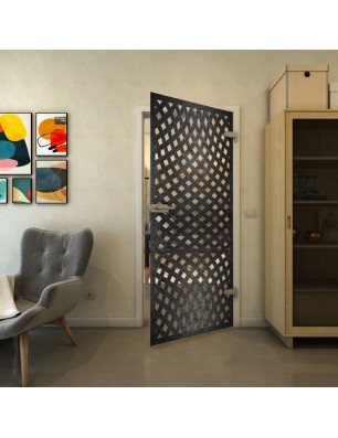 Ganzglastür - Fineprint Model 068 Schwarz auf Klarglas