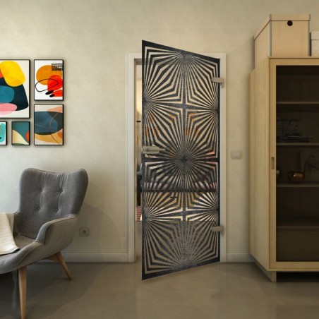 Ganzglastür - Fineprint Model 069 Schwarz auf Klarglas