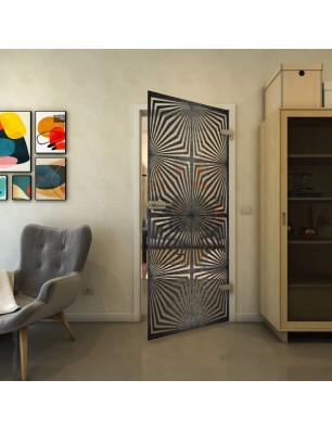 Ganzglastür - Fineprint Model 069 Schwarz auf Klarglas