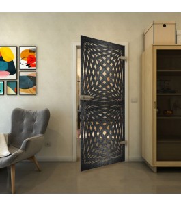 Ganzglastür - Fineprint Model 071 Schwarz auf Klarglas