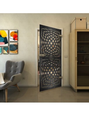 Ganzglastür - Fineprint Model 071 Schwarz auf Klarglas