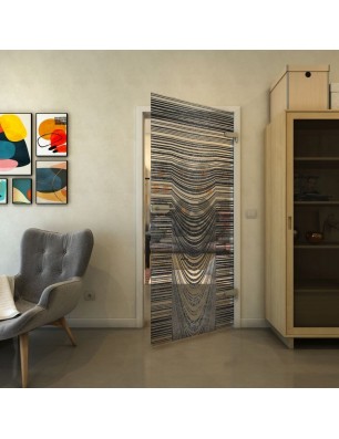 Ganzglastür - Fineprint Model 073 Schwarz auf Klarglas